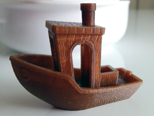 Benchy printed with the Proto-pasta Aromatic Coffee at 100 microns resolution.