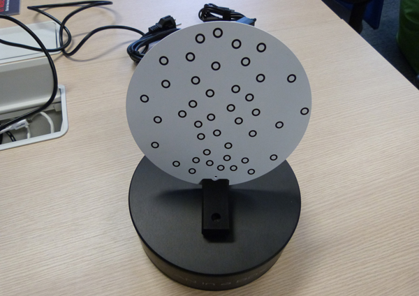 The Scan in a Box - FX's calibration plate and stand.