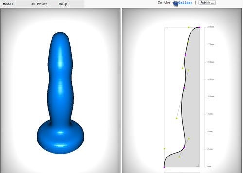 Création d’un sex-toy sur mesure via l’interface dildo-generator.com.