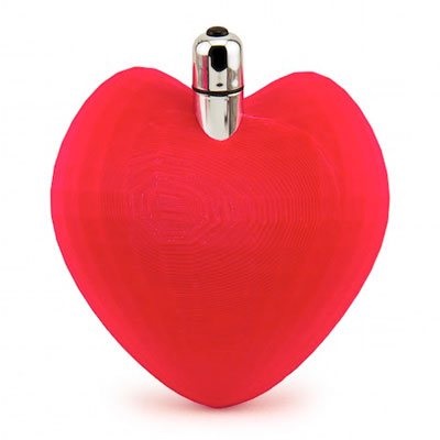 Heart shape 3D printed sex toy with bullet vibrator, from makerlove.com