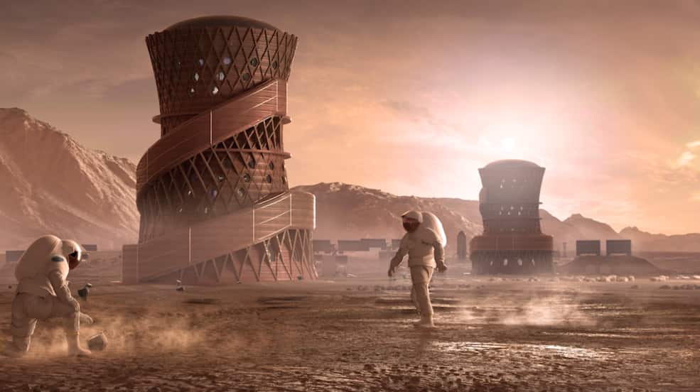 Apis Cor and SEArch+ 3D printed space structure render